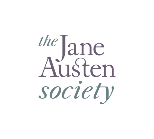 Logo of The Jane Austen Society, featuring the societies name written purple and grey.