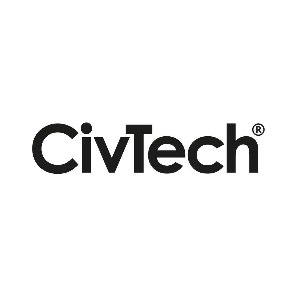Logo for CivTech with the organisation name in black lettering with the registered trademark symbol. Logo as example of VeryConnect mentoring software customer.