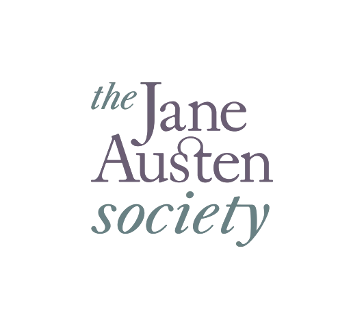 Logo of The Jane Austen Society, featuring the societies name written purple and grey.