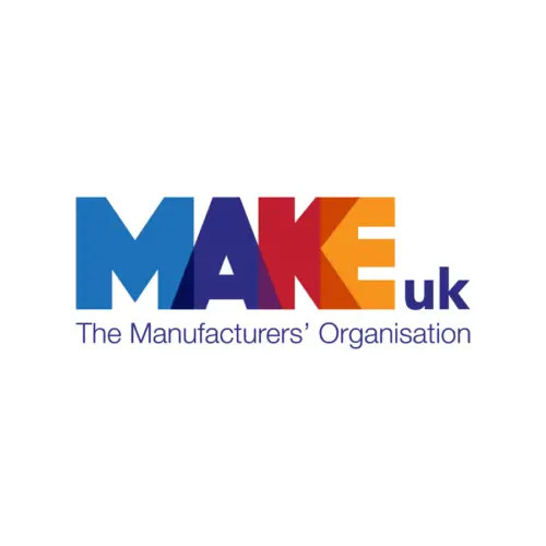 Make UK logo featuring the word 'Make' in bold letters with 'UK' in a contrasting colour, representing the Manufacturers’ Organisation in the UK.