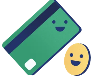 Green Credit Card Graphic With Yellow Coin Below On The Right Side