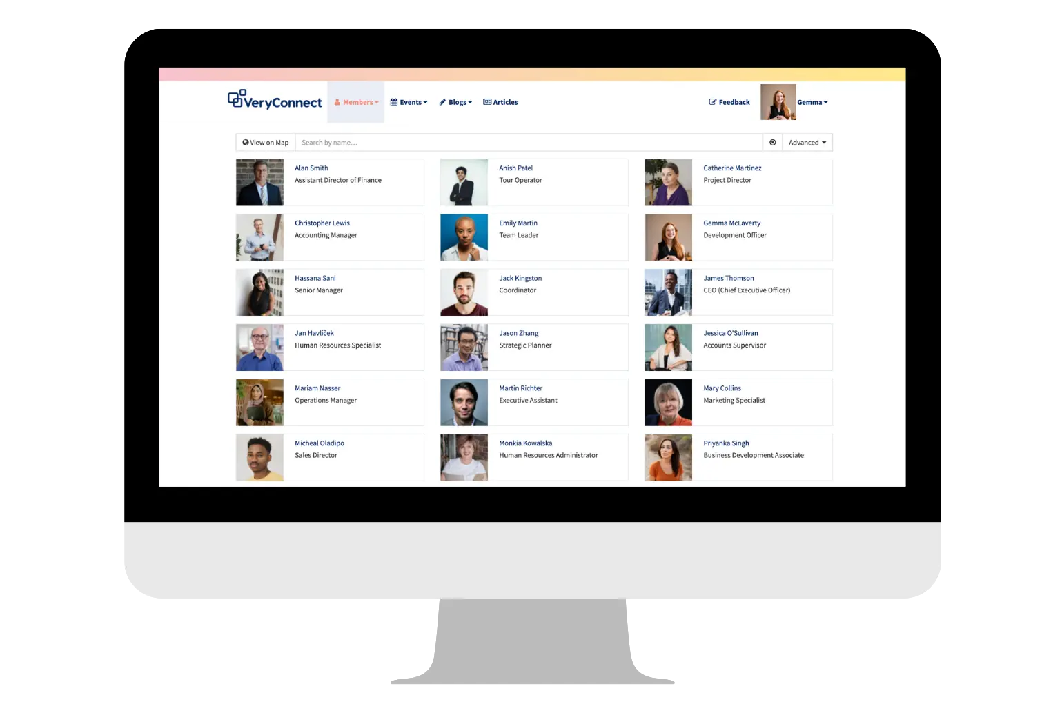 VeryConnect Platform Screenshot of Member Directory
