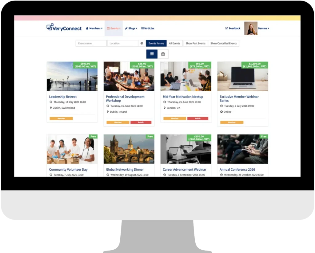 VeryConnect Events Dashboard