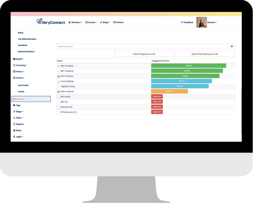 VeryConnect Organisation Engagement Dashboard
